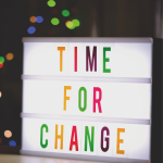 marquee sign reads "time for change"