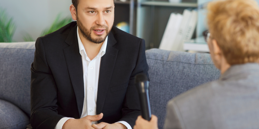 one business person interviews a man